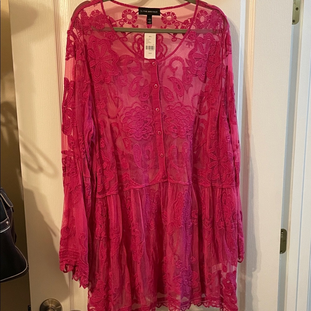 Lane Bryant Vibrant Pink Lace Overlay